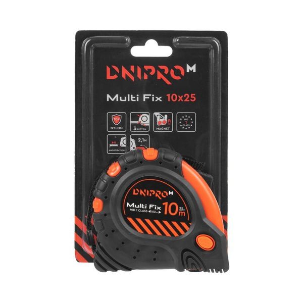 Рулетка Dnipro-M Multi Fix 10 м*25 мм 81728000 фото